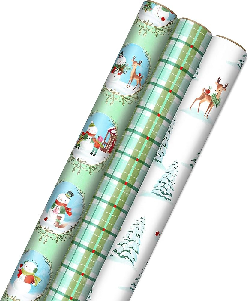Hallmark Christmas Wrapping Paper Rolls, Holiday Gift Wrap (Pack of 3: 120 sq. ft. ttl) Storybook... | Amazon (US)