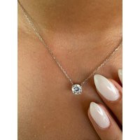 2 Ct Round Lab Created Diamond Necklace, 14K Gold Grown Pendant Necklace, Solitaire Necklace, Attached On Chain | Etsy (US)