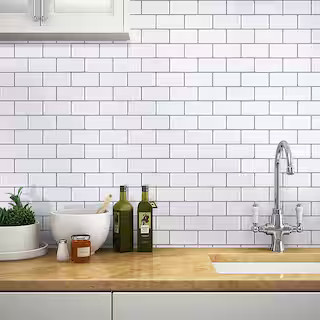 Art3d 12 in. x 12 in. Peel and Stick Vinyl Subway Backsplash Tile in White (10-Pack) A17049B10 - ... | The Home Depot
