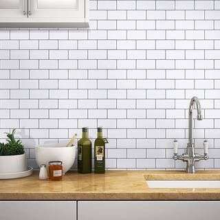 Art3d 12 in. x 12 in. Peel and Stick Vinyl Subway Backsplash Tile in White (10-Pack) A17049B10 - ... | The Home Depot