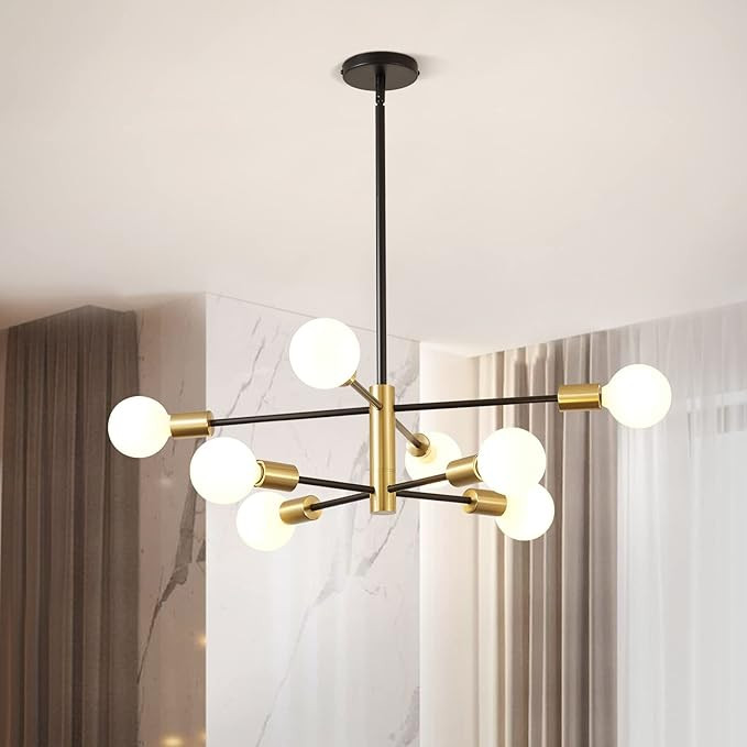 Modern Sputnik Chandelier - KAISITE 8-Light Chandelier Light Fixture Height Adjustable Mid Centur... | Amazon (US)