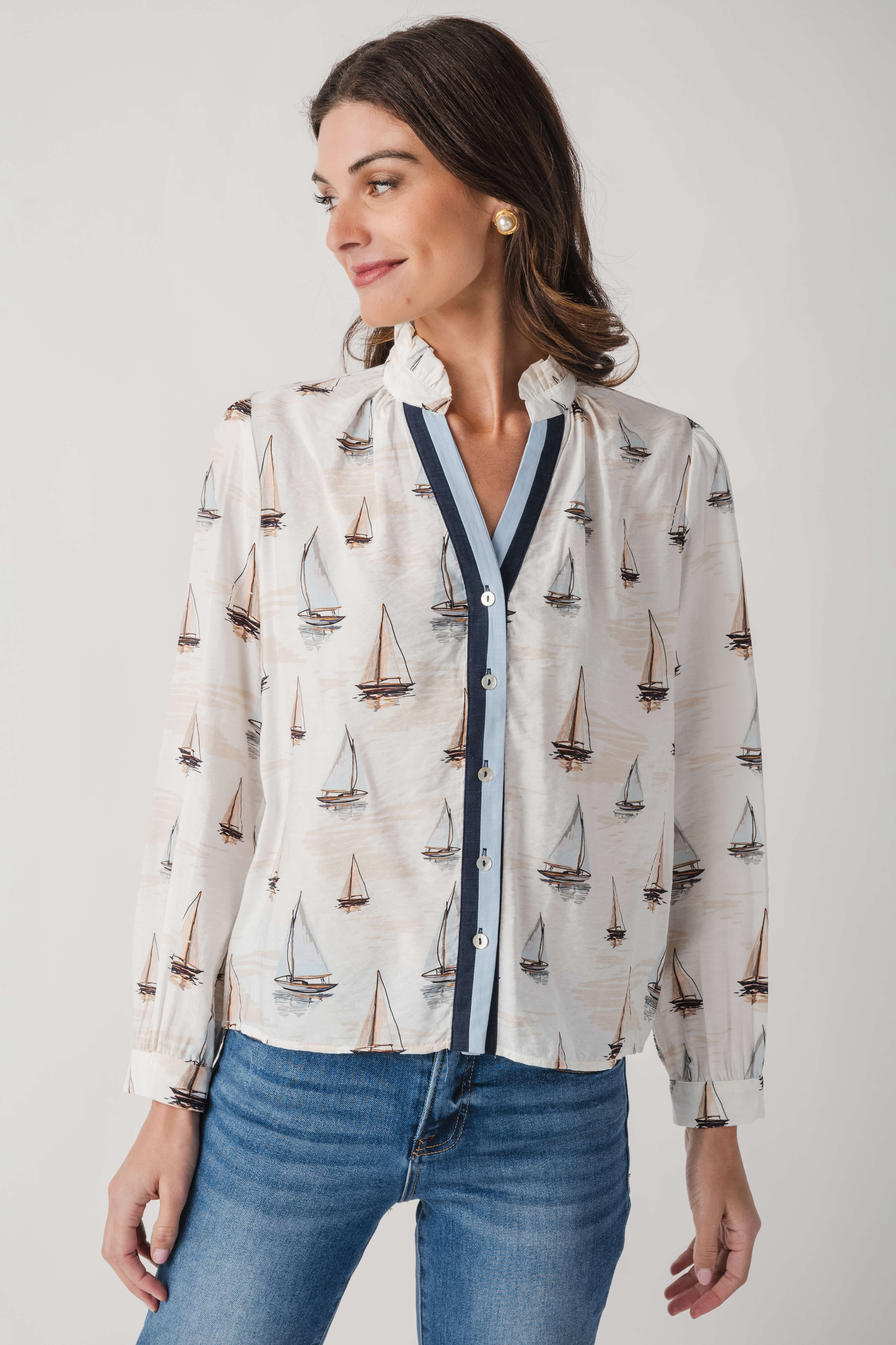 THML Sailboat Button Up Top | Social Threads