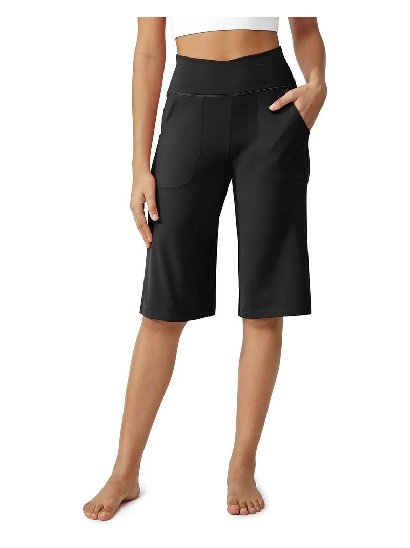 G4Free Capri Pants for Women 14" Knee Length Wide Leg Yoga Capris Dressy Casual Summer Crop Pants... | Walmart (US)