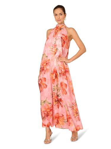 Adrianna Papell Halter Trapeze Gown, Pink Multi, 6 | Amazon (US)