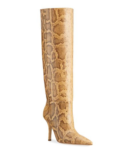 Paris Texas Mama Python-Print Knee Boots | Neiman Marcus