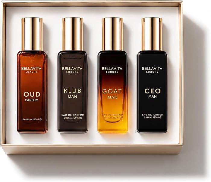 BellaVita Luxury Men's Perfume Gift Set with CEO Man, G.O.A.T., KLUB & OUD | 4 x 20ml (80ml) | Lo... | Amazon (US)