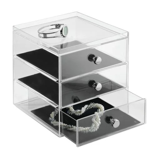 InterDesign Clarity Fashion Jewelry Organizer for Rings, Earrings, Bracelets, Necklaces, 3-Drawer... | Walmart (US)