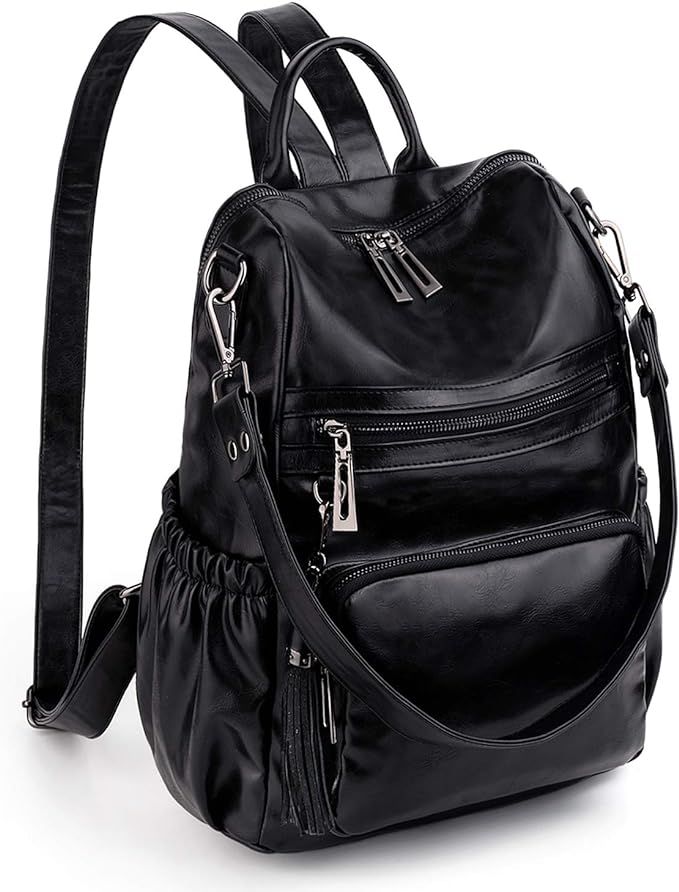 UTO Women Backpack Purse Oil Wax PU Leather Ladies Fashion Designer Rucksack Convertible Travel S... | Amazon (US)