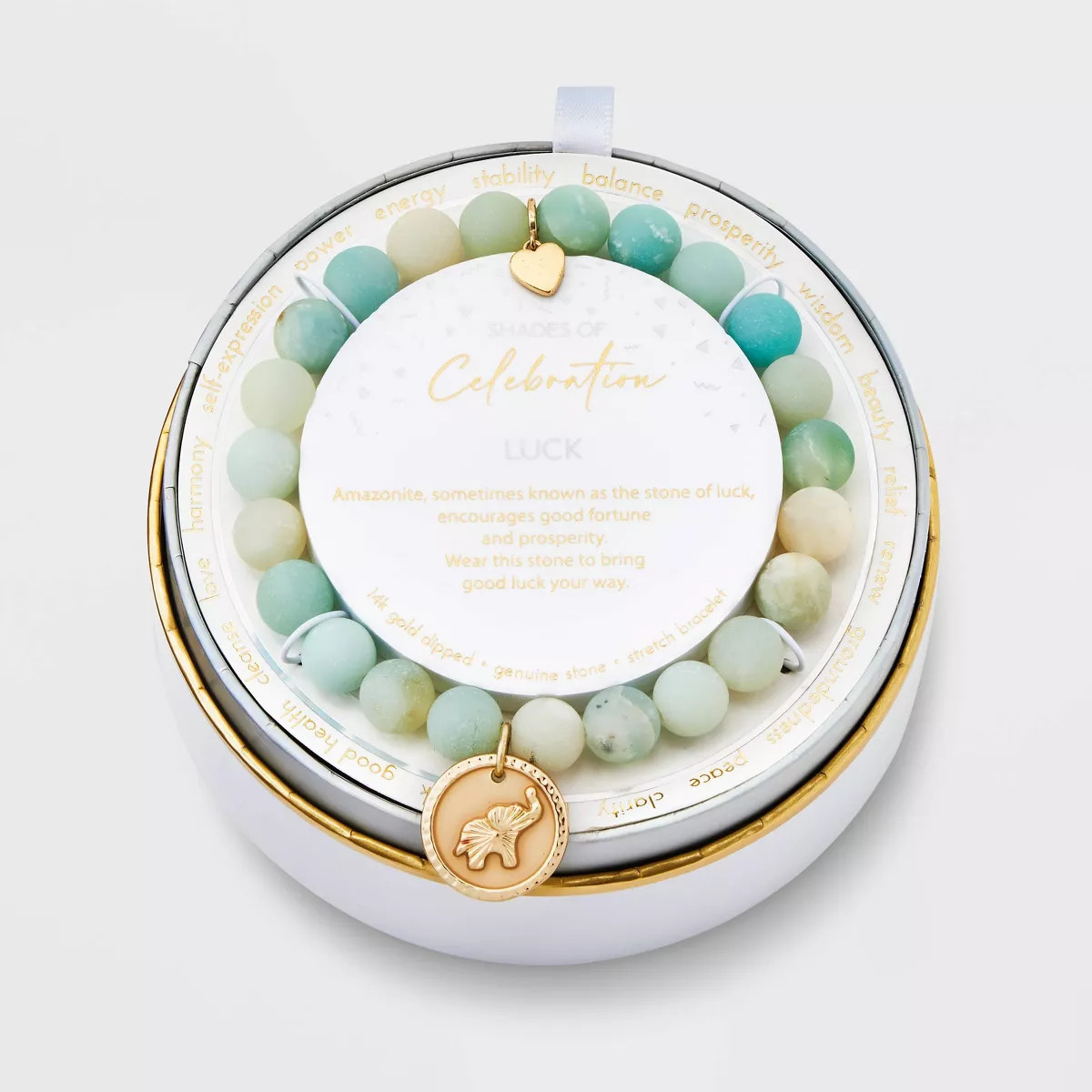 14K Gold Dipped Natural Matte Stone Beaded Stretch Bracelet | Target