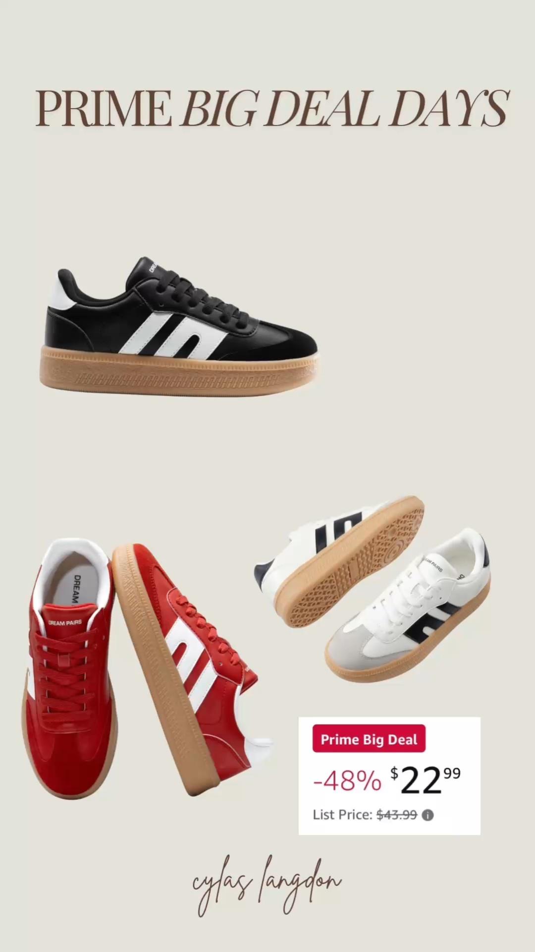 For the babes who want the style but not the > $100 price tag for trendy sneakers! Grab these for $22 on Big Deal Days! 

#LTKSeasonal #LTKFindsUnder50 #LTKActive