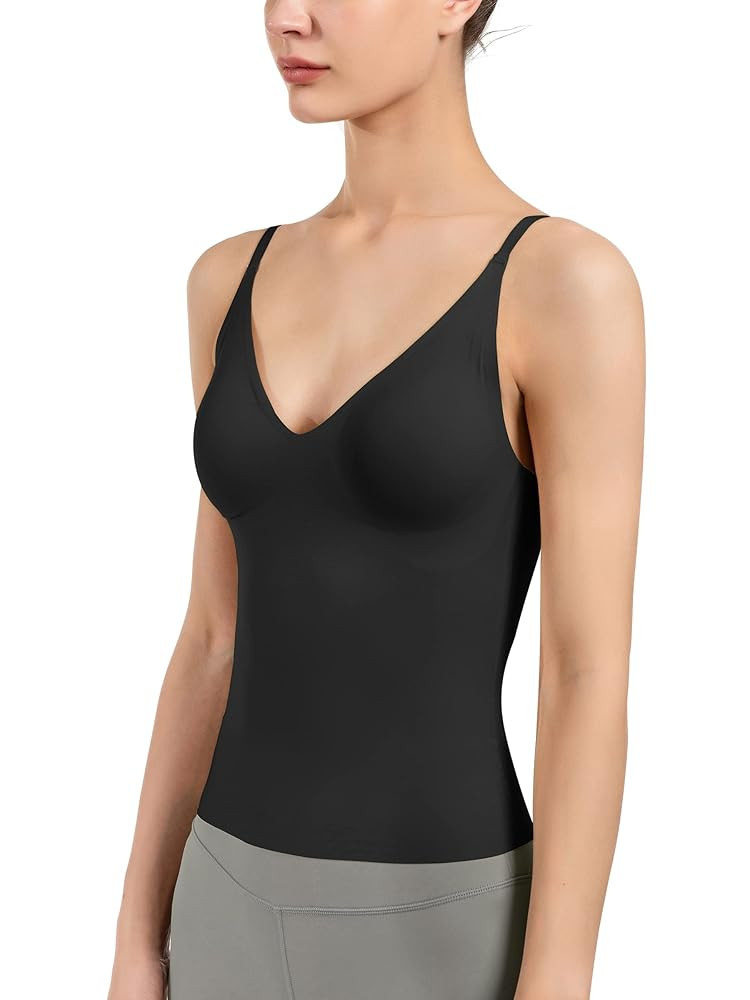 Women's Fit Camisole with Built in Bra - Spaghetti Straps Camis Tank | Amazon (US)
