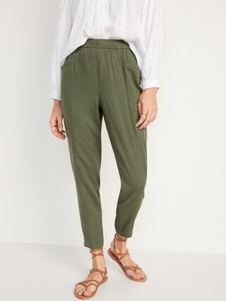High-Waisted Cropped Linen-Blend Pants for Women | Old Navy (US)