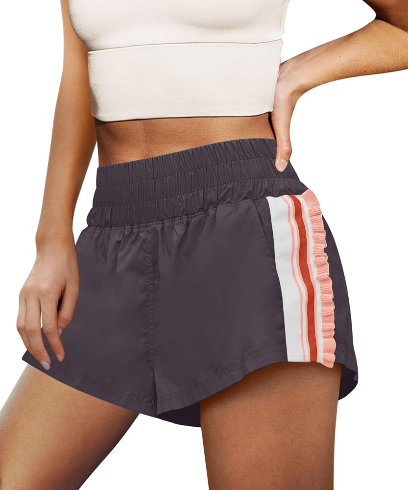 LAMISSCHE Womens Running Shorts Athletic High Waisted Biker Shorts Summer Workout Quick Dry Strip... | Amazon (US)