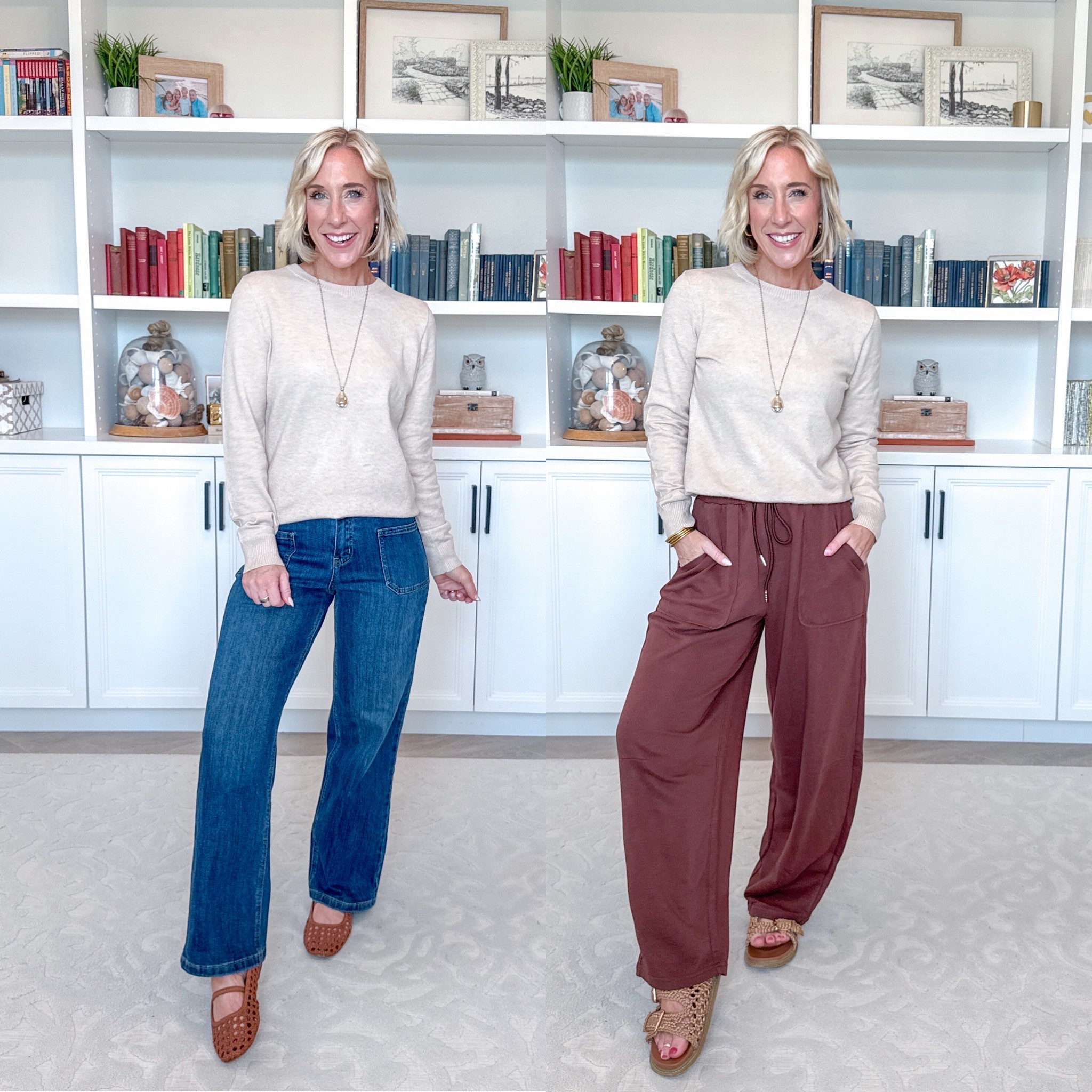 Amazon - fall finds - from dressy to casual. Crewneck Sweater - size small. 15 colors. * Adjustable Waist Wide Leg Jeans - size XS, petite. 4 colors. Barrel Sweatpants - size small. 8 colors.

#LTKSeasonal #LTKOver40 #LTKPetite