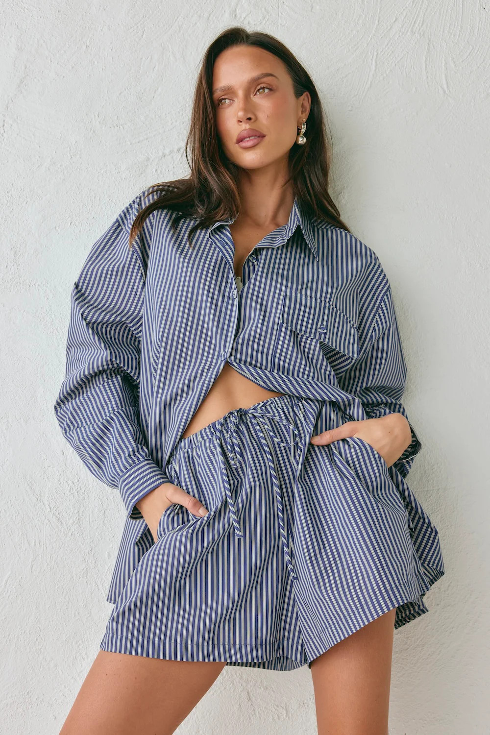 Annika Shorts Navy Stripe | VRG Grl