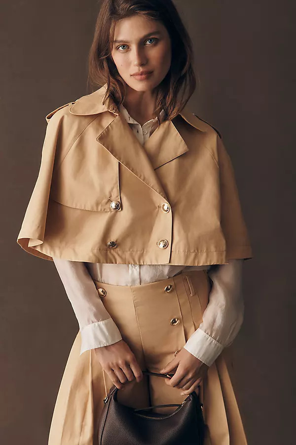 Cropped Trench Cape Jacket | Anthropologie (US)