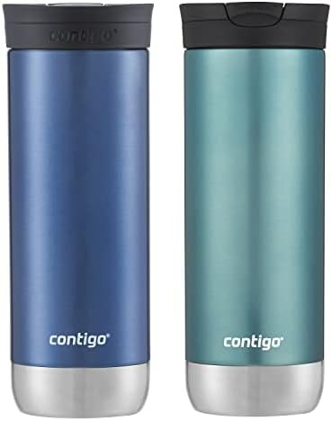 Contigo SnapSeal Insulated Stainless Steel Travel Mug 2-Pack, 20 oz., Blue Corn & Bubble Tea | Amazon (US)