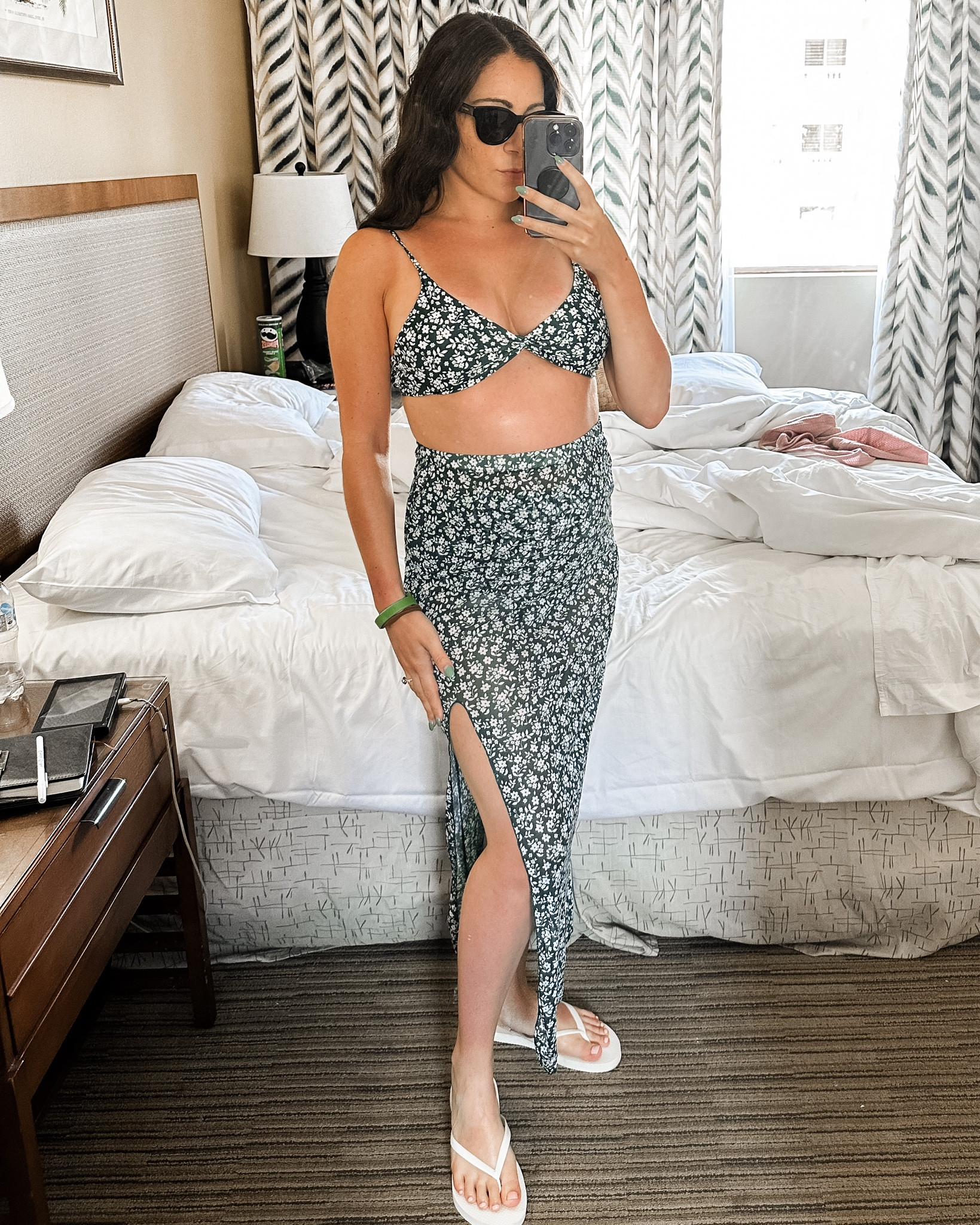 End of summer vacation / babymoon look. Three piece floral bikini set with coverup skirt. 

#LTKswim #LTKbump #LTKtravel