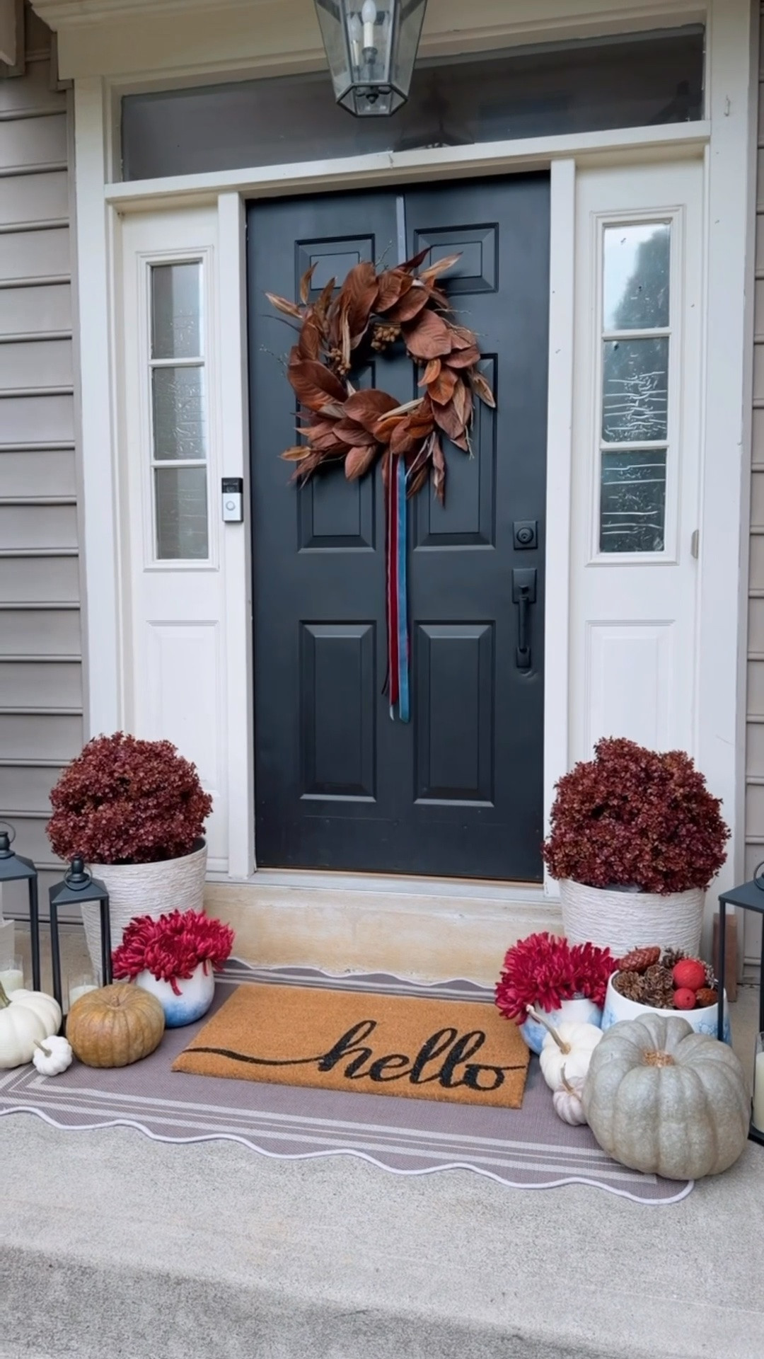 FALL FRONT PORCH
#amazon #scallopedrug #doormat #fallboxwood #blacklanterns #magnoliawreath #wayfair #falldecor

#LTKSaleAlert #LTKSeasonal #LTKHome