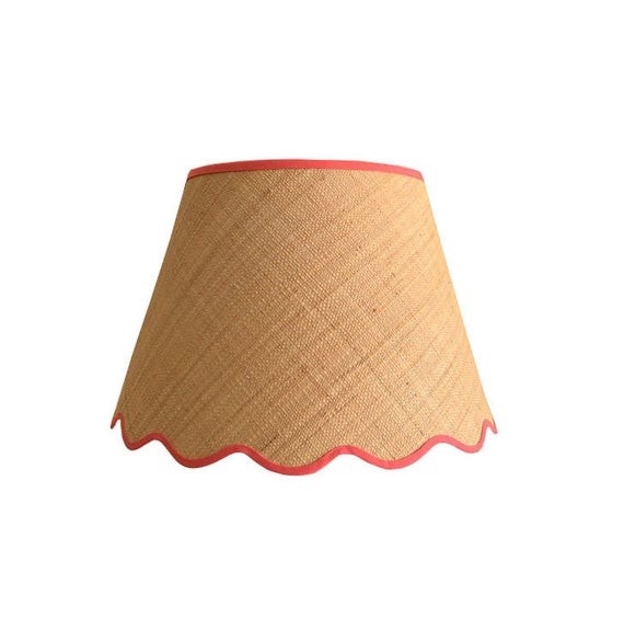 Scalloped  Tan Raffia Lampshade With Your Choice of Trim Color - Made to Order | Etsy (US)