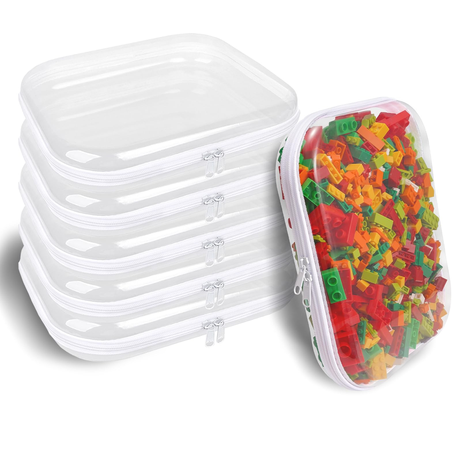 Clear Hard Shell Zipper Case,6PCS Transparent Clear Zipper Pouches,Hard Side Plastic Case Set,Por... | Amazon (US)