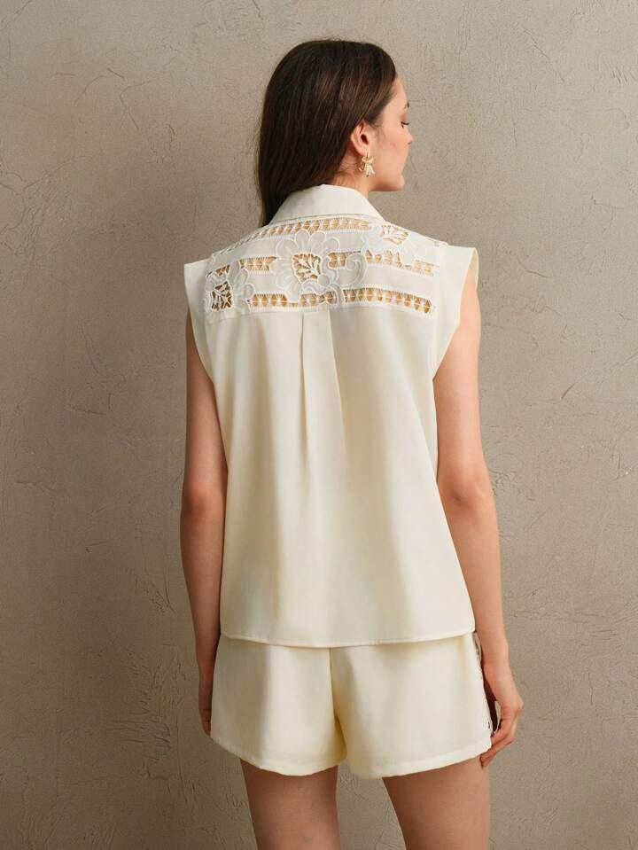 Anewsta Summer Oldmoney Vacation Elegant Low-End Luxury Exquisite Heavy Embroidered Lace Set | SHEIN