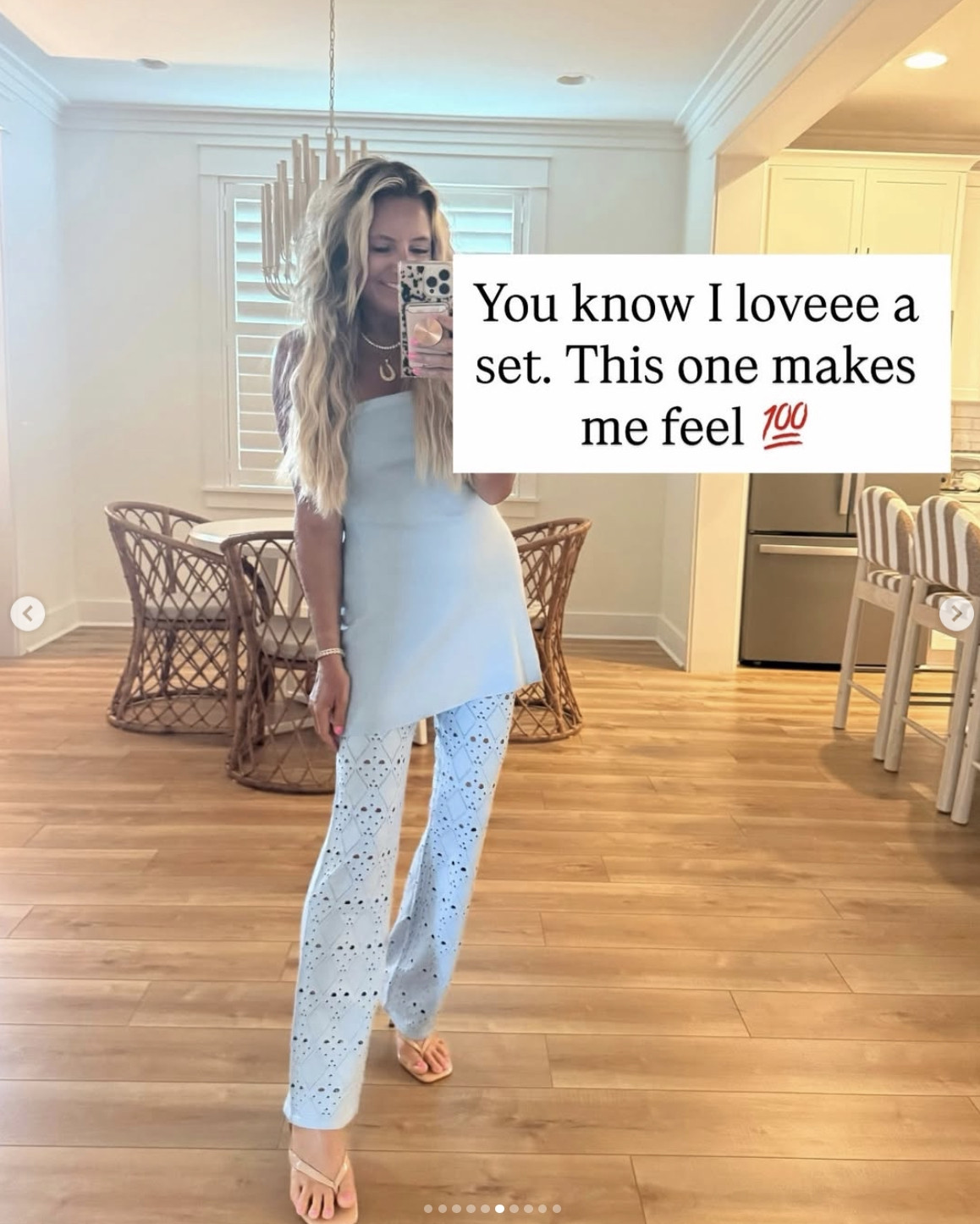 This dreamy blue matching set makes such a statement! The crochet flare pants are flattering, feminine, and perfect for a beach vacation, resort dinner, or summer night out. One of those outfits that makes you instantly feel good!
 

 #LTKootd #LTKSeasonal #LTKTravel