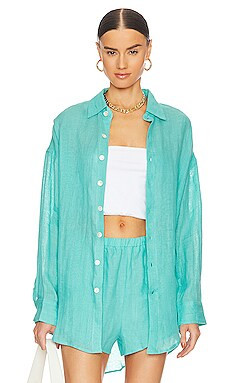 vitamin A Playa Oversized Shirt Dress in Aqua from Revolve.com | Revolve Clothing (Global)