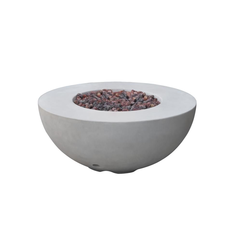 Modeno Roca 34 in. x 15 in. Round Concrete Natural Gas Fire Bowl in Light Gray | The Home Depot