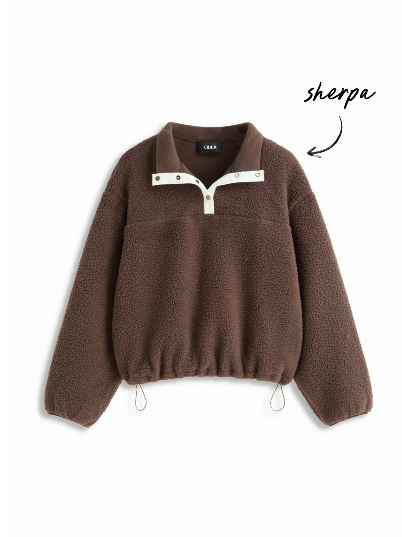 Fleece Fleece Collar Drawstring Button Long Sleeve Sweatshirt For Daily Casual | Cider