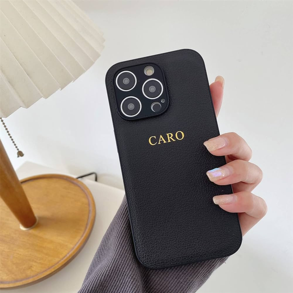 ZIPULIS Personalise Gold Silver Initial Letters Leather PU Soft Case for iPhone 14 12 Pro Xs Max ... | Amazon (US)