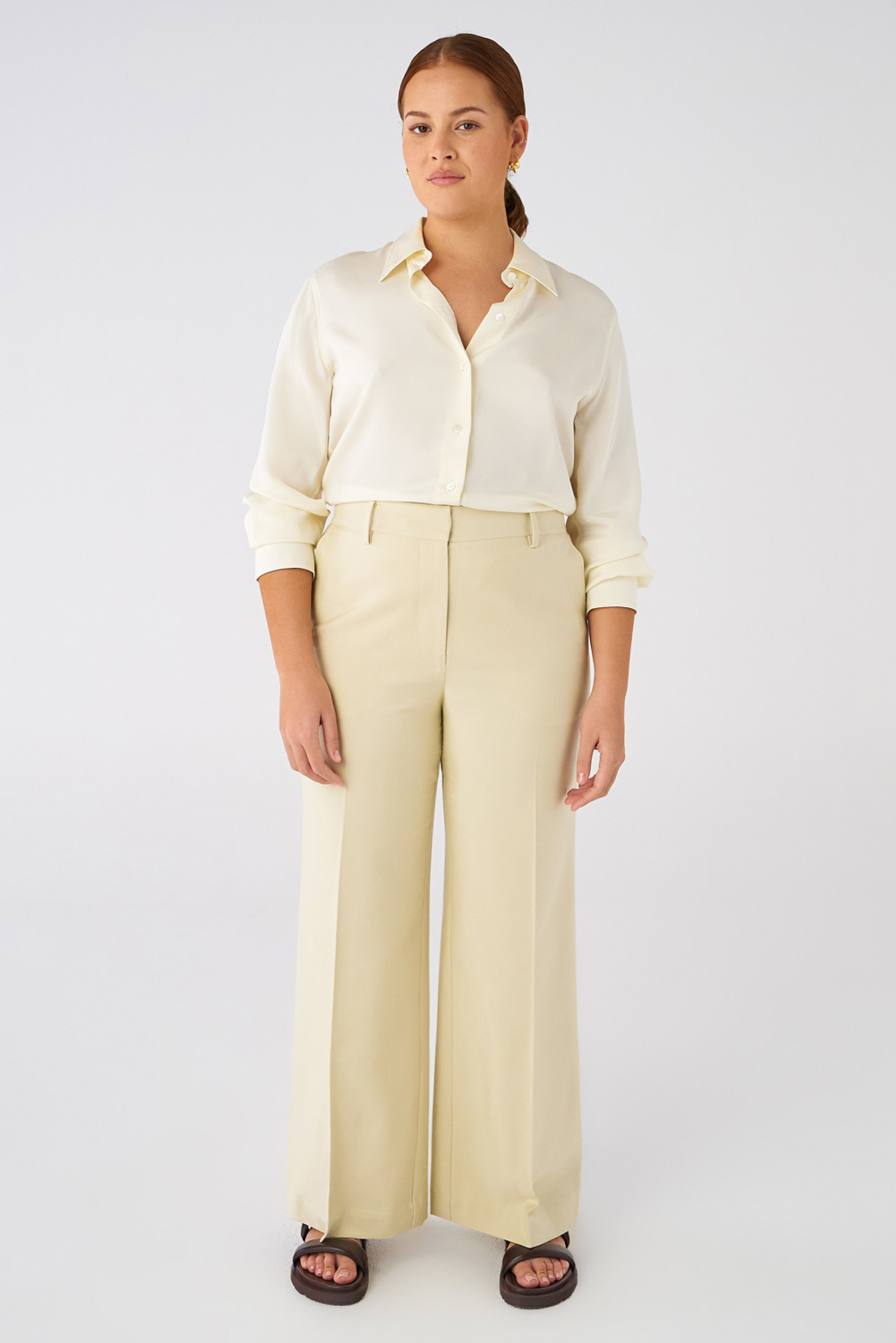 Flat Front Pant - Almond | Oroton | Oroton