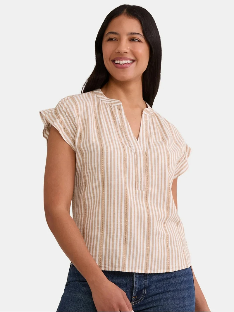 Time & Tru Women's Ruffle Collar Tank, Sizes XS-XXXL | Walmart (US)