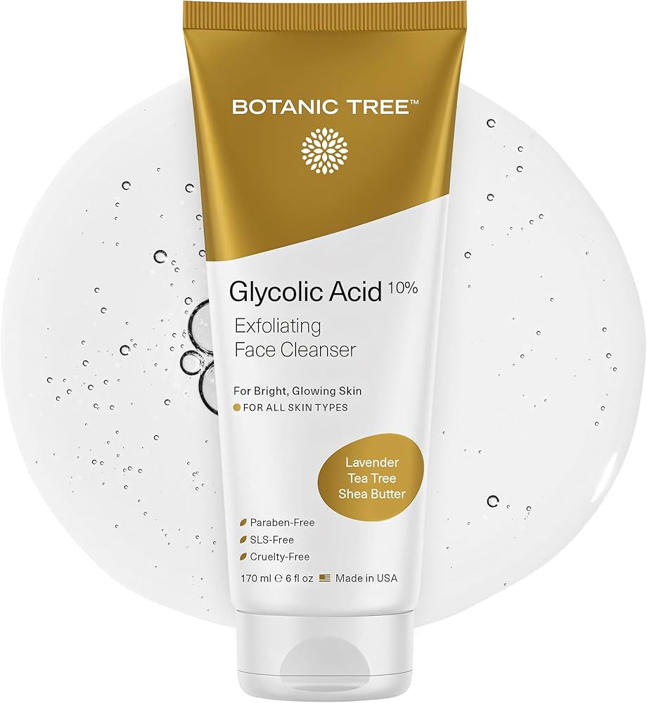 Botanic Tree Glycolic Acid Face Wash, Exfoliating Facial Cleanser and Scrub, 10% Glycolic Acid, A... | Amazon (US)