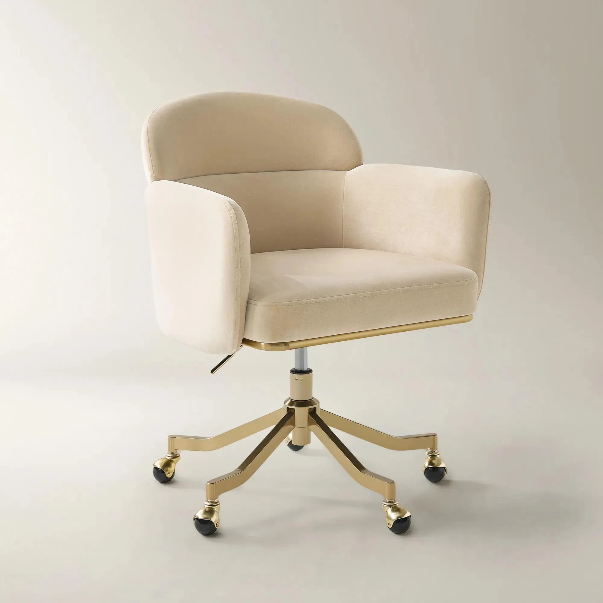 Paige Velvet Desk Swivel Chair - Oatmeal | Z Gallerie