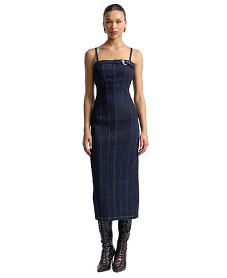 Women's Seamed Denim Midi Dress | Macy's