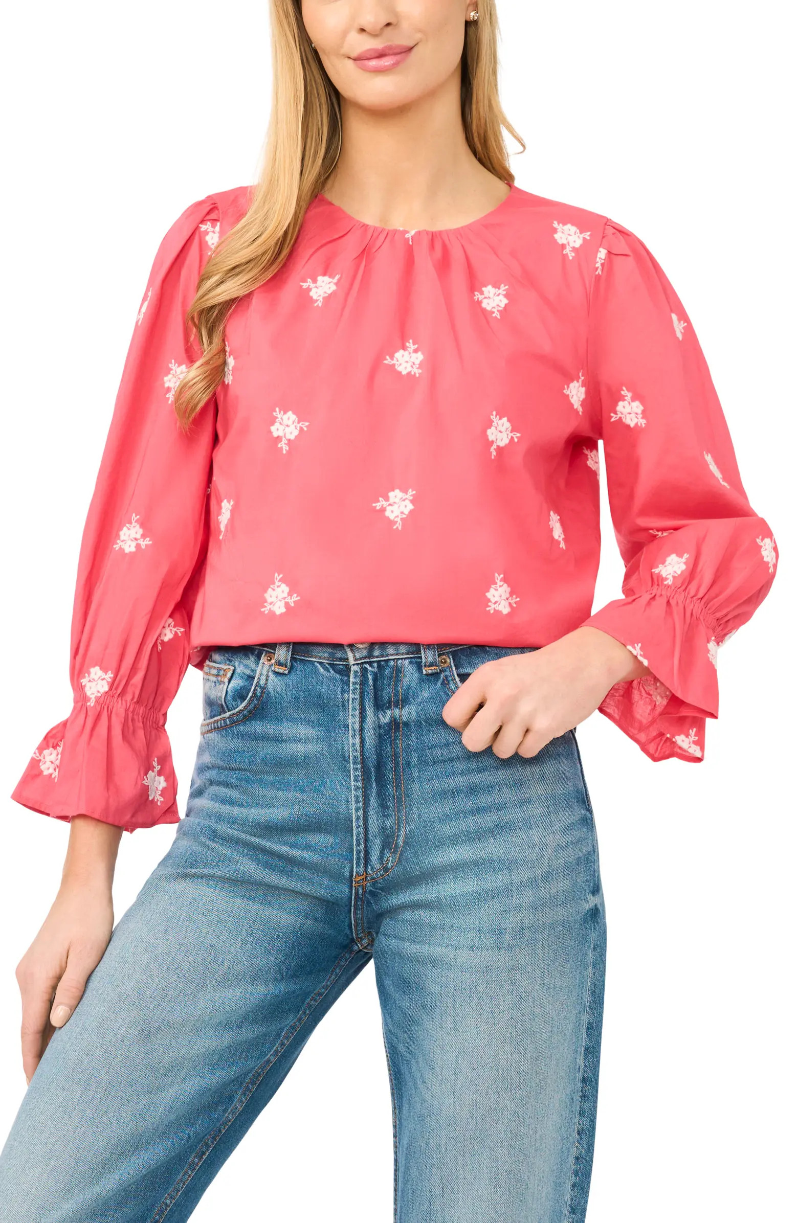 Embroidered Ruffle Sleeve Top | Nordstrom