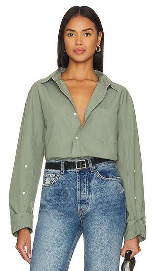 Kayla Shrunken Shirt in Nova | Revolve Clothing (Global)