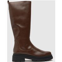 schuh drew leather knee boots in dark brown | Schuh