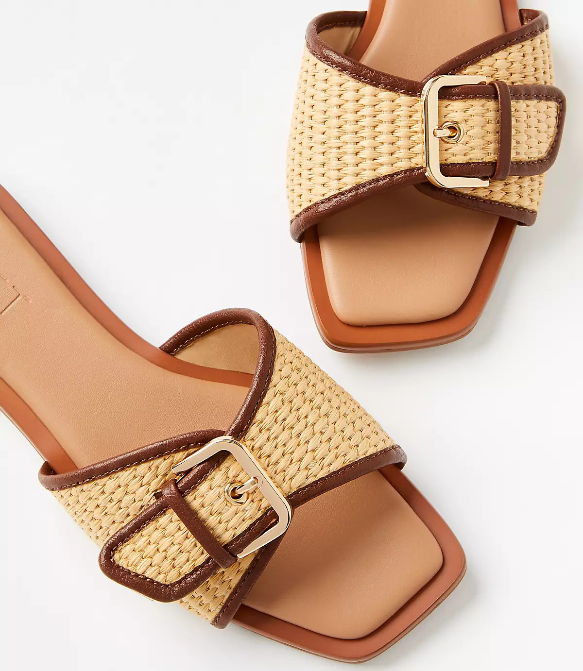 Straw Buckle Slide Sandals | LOFT