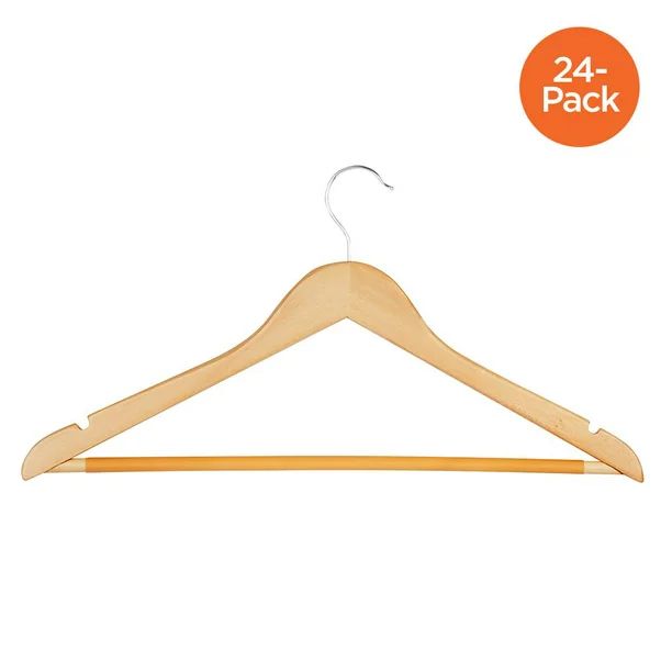 Honey Can Do Suit Hanger with Non-Slip Bar, Maple (Pack of 24) | Walmart (US)