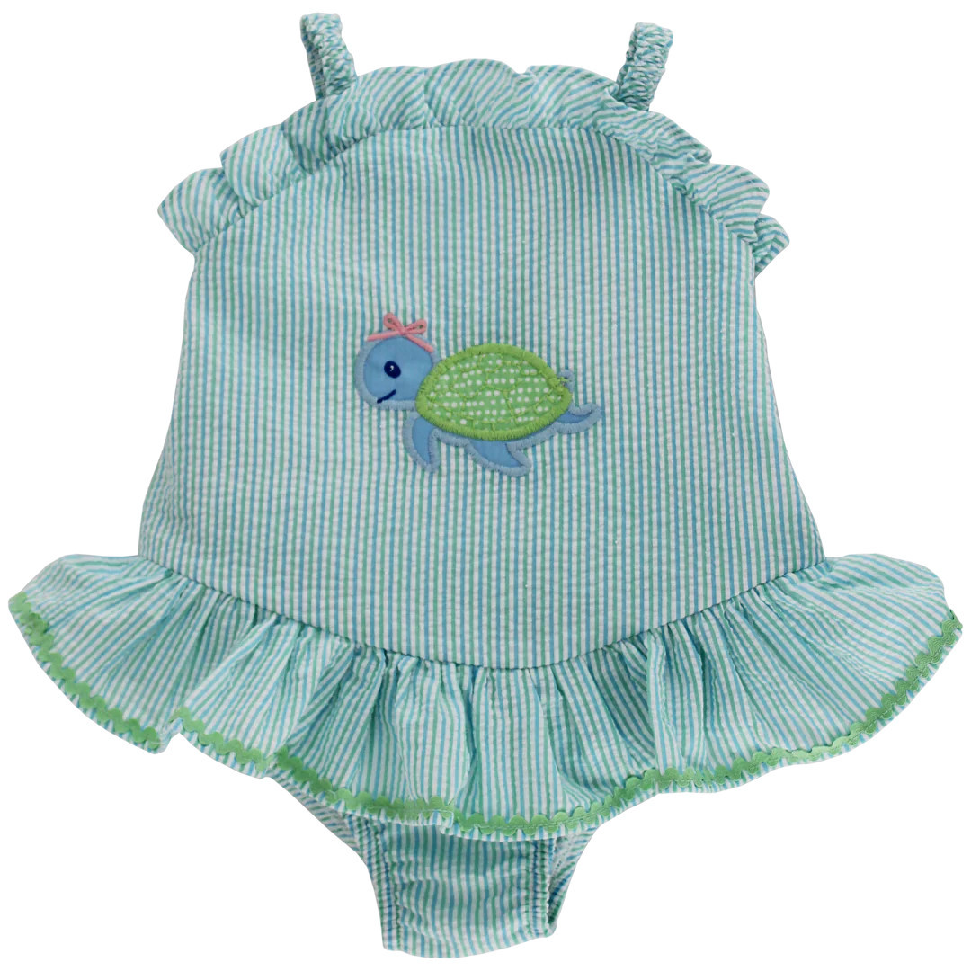 Bailey Boys Turtle Tides - One Piece Swimsuit with Rufflle | Persnickety