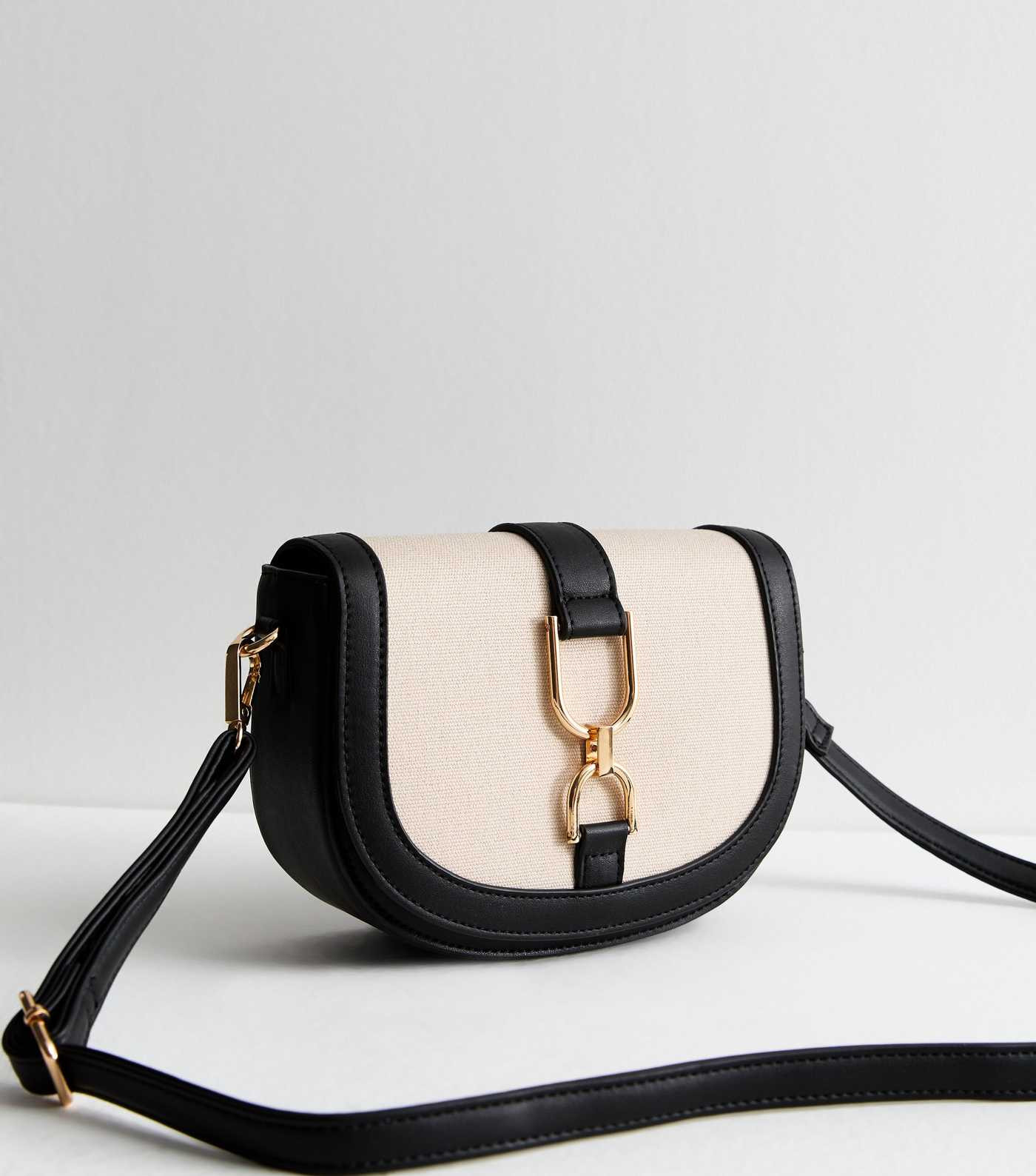Black Canvas Cross Body Saddle Bag | New Look | New Look (UK)