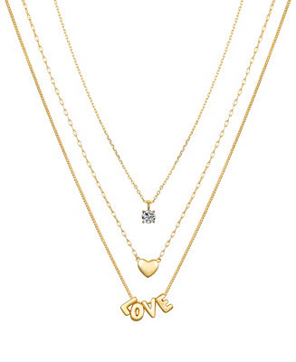 Cubic Zirconia Heart Layered Necklace Set | Macy's