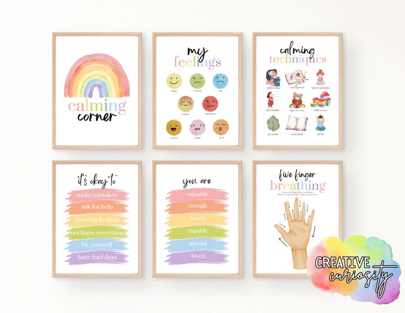 Calm Corner Posters | 6 Digital Files AND Directions for How to Create a Calming Corner | PASTEL ... | Etsy (US)