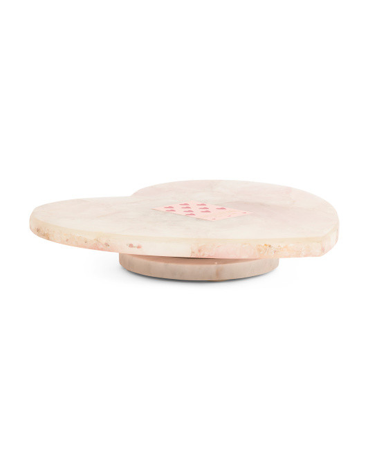 12x12 Rose Quartz Sculpted Heart Lazy Susan | TJ Maxx