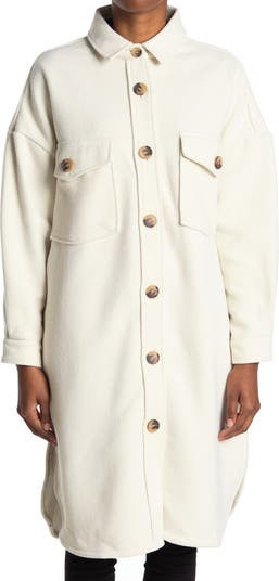 Solid Button Front Long Shacket | Nordstrom Rack