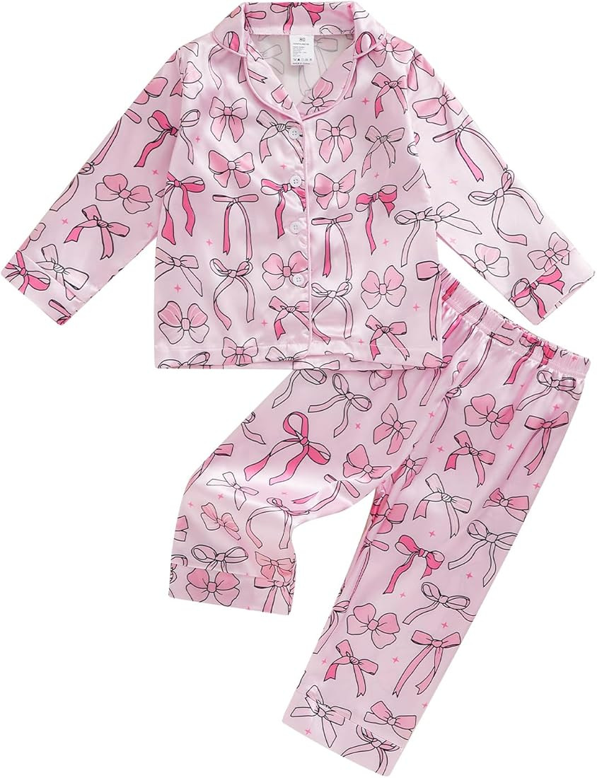 Twopumpkin Toddler Girl Boy Halloween Satin Silk Pajamas Button Down 2 Piece Pajama Set Little Ki... | Amazon (US)