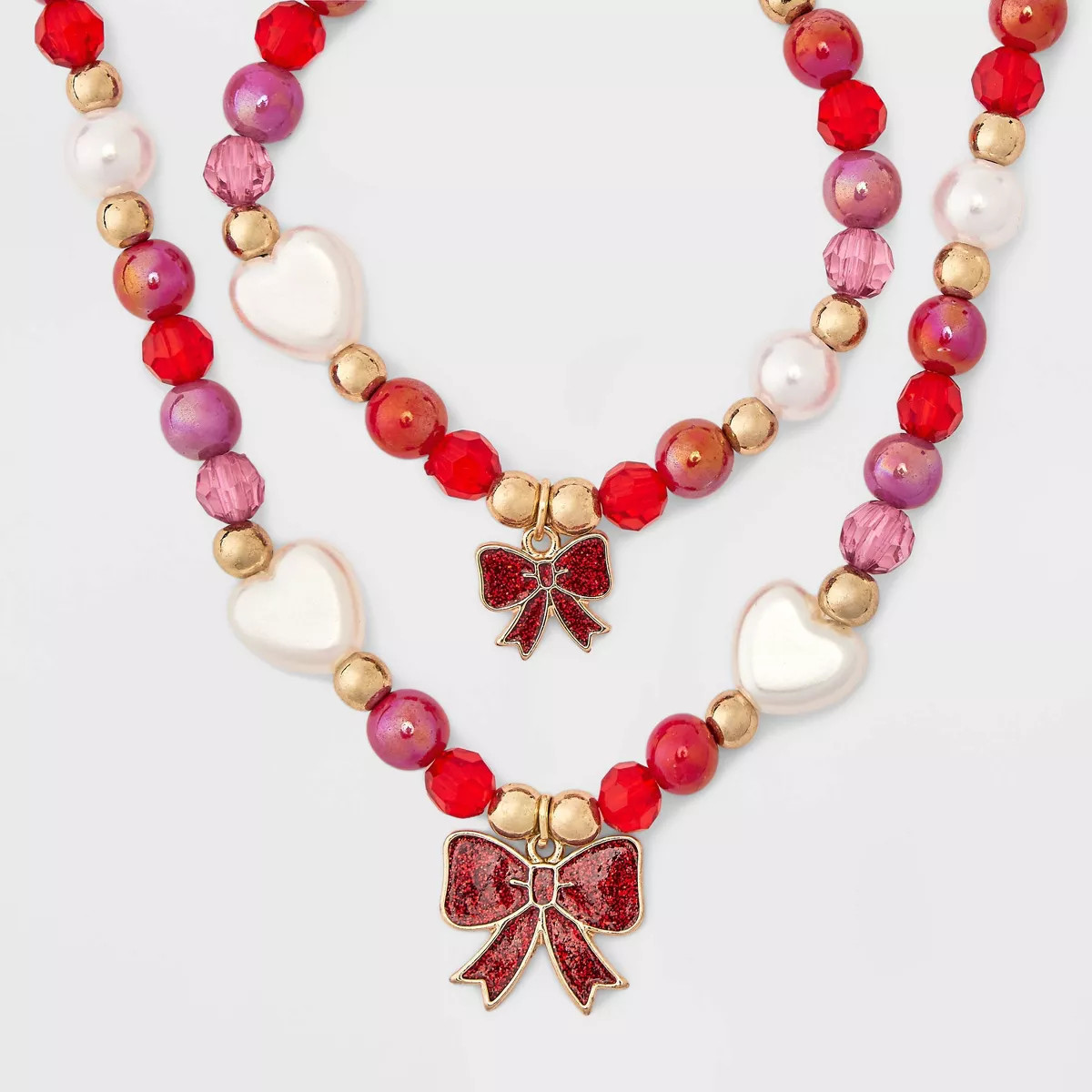 Toddler Girls' Holiday Bow Bracelet and Necklace Set - Cat & Jack™ Red | Target