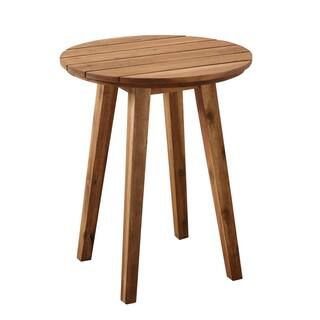 Welwick Designs Acacia Brown Wood 20 in. Outdoor Round Side Table HD8321 | The Home Depot